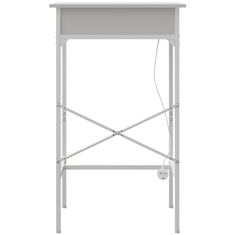 Living and Home Single Drawer White Bar Table with Built-In Charging Station Image 4