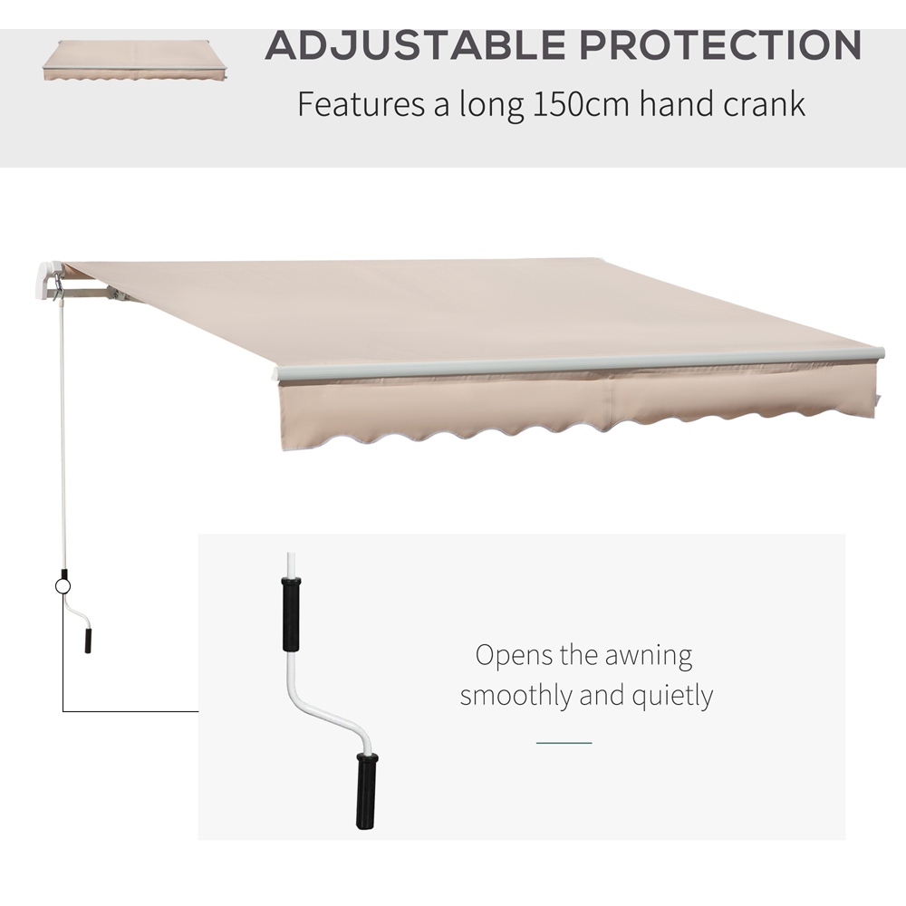 Outsunny Beige Retractable Manual Awning 4 x 2.5m Image 4