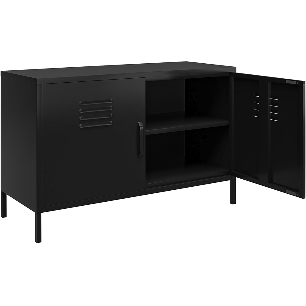 Dorel Mission District 2 Door 2 Shelf Black Metal Cabinet Image 4