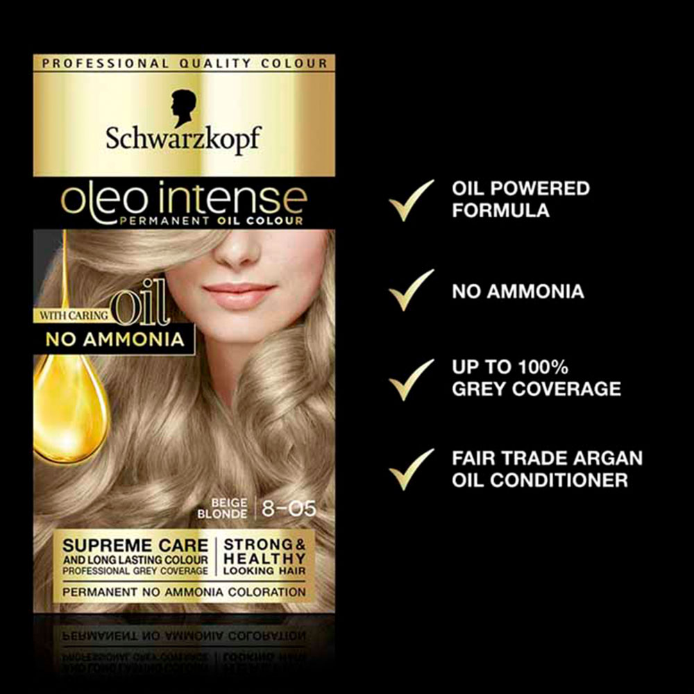 Schwarzkopf Oleo Intense Beige Blonde 8-05 Hair Dye Image 3