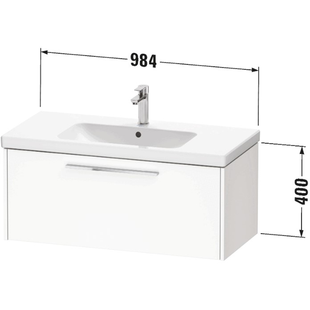 Duravit D-Code Single Drawer Gloss White Wall Hung Vanity Unit 984 x 460mm Image 2