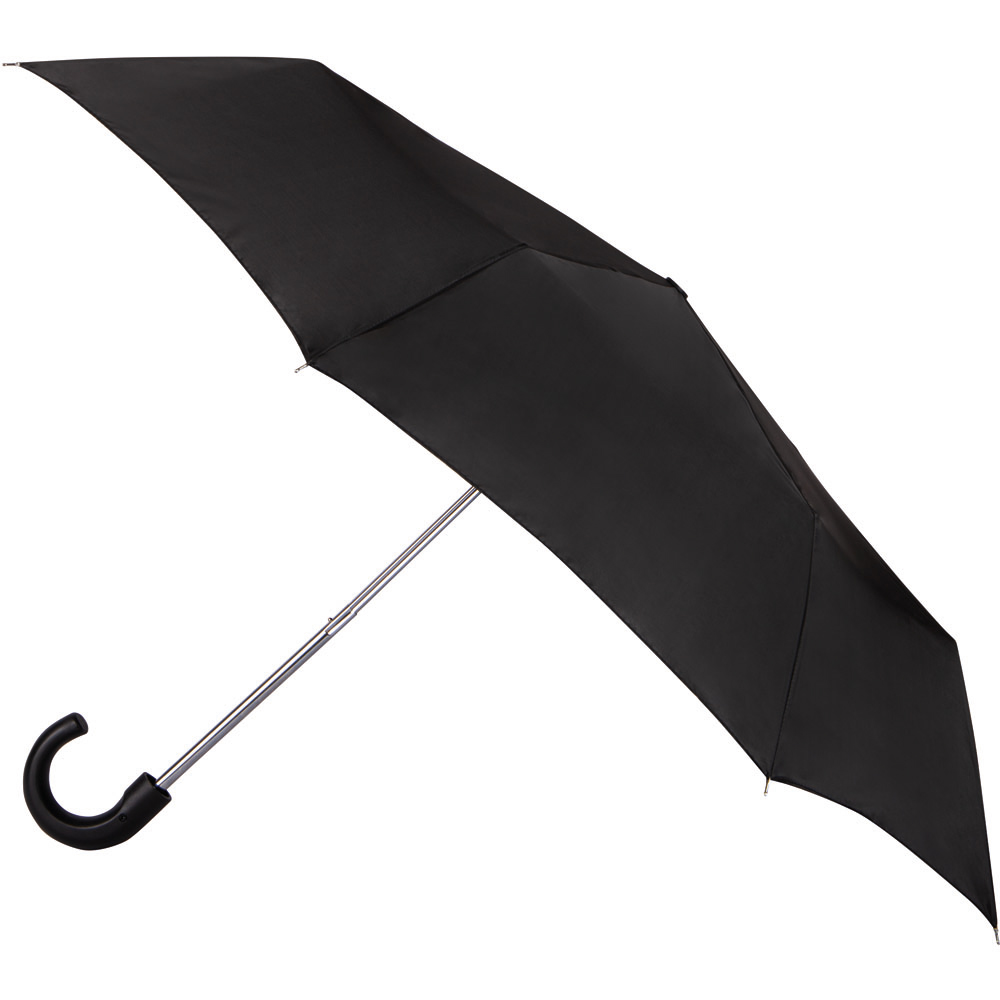 Wilko By Totes Plain Black Crook Handle Umbrella Image 1