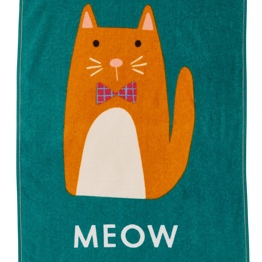Wilko Velour 'Happy Daze Cat Tea Towel Image 3