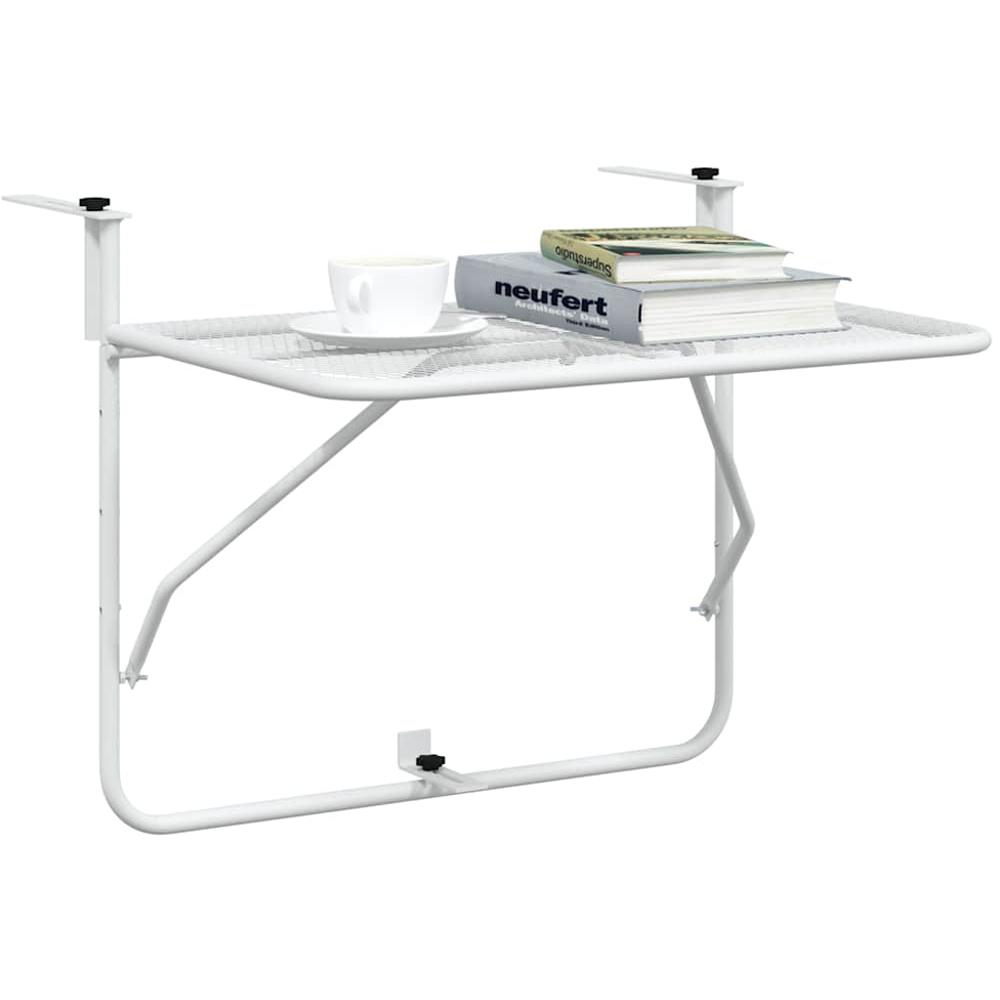 vidaXL White Steel Foldable Balcony Table 60 x 40cm Image 4