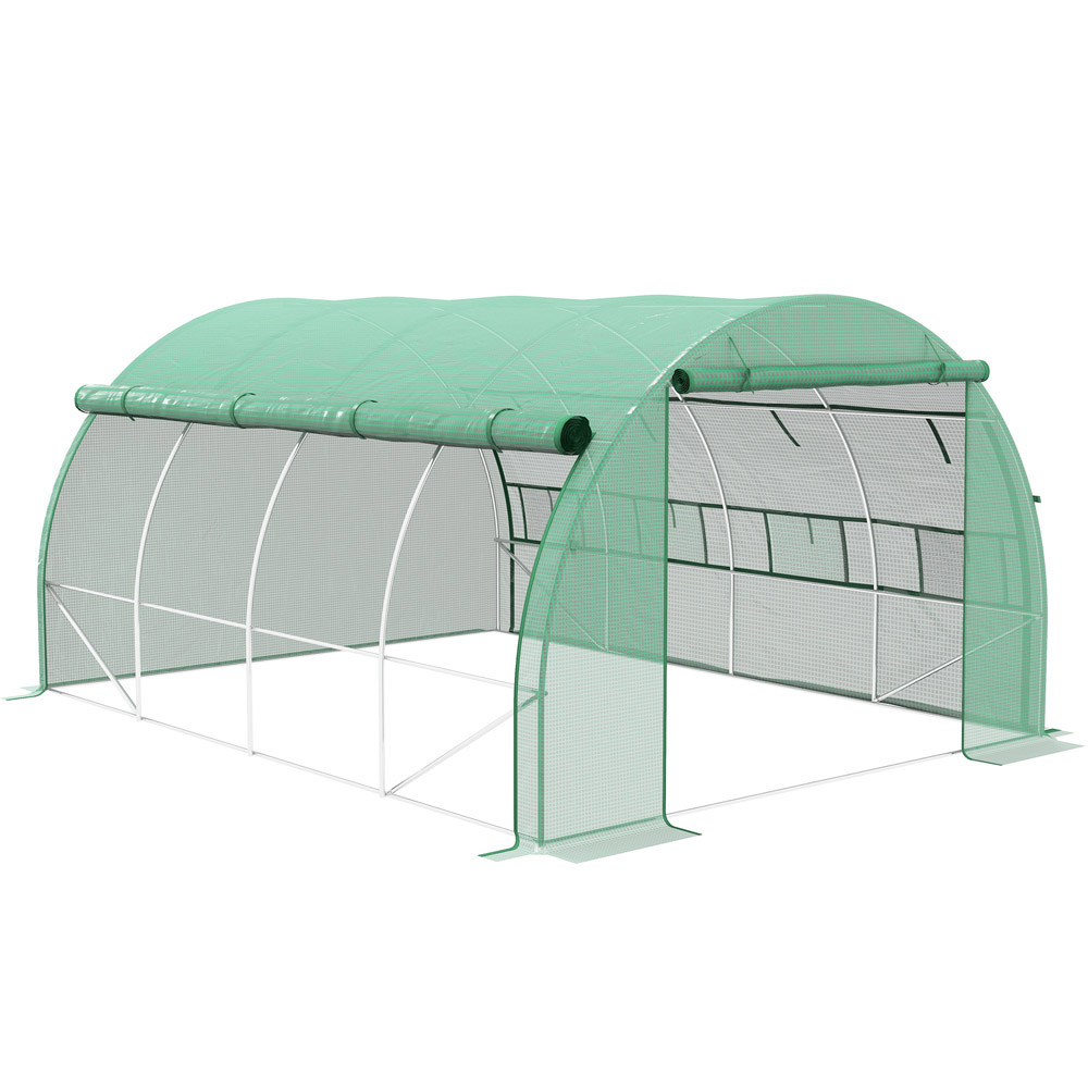Outsunny Green Plastic 10 x 13ft Polytunnel Greenhouse Image 1