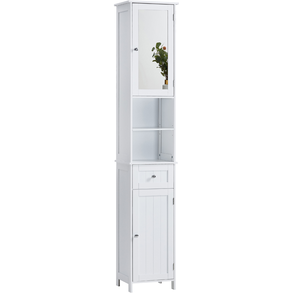 BATH VIDA Priano 2 Door Single Drawer White Tall Mirror Floor Cabinet Image 2