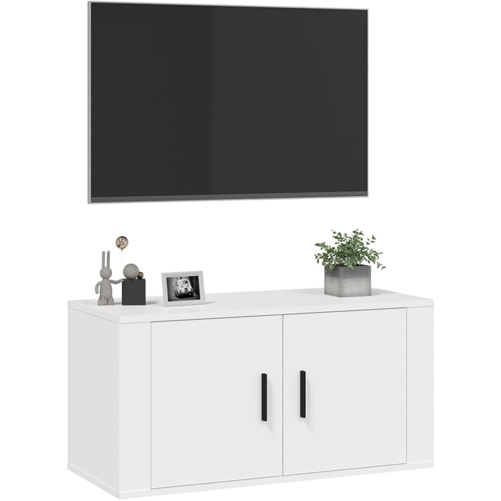 vidaXL 2 Door White Wall Mounted TV Cabinet Image 3