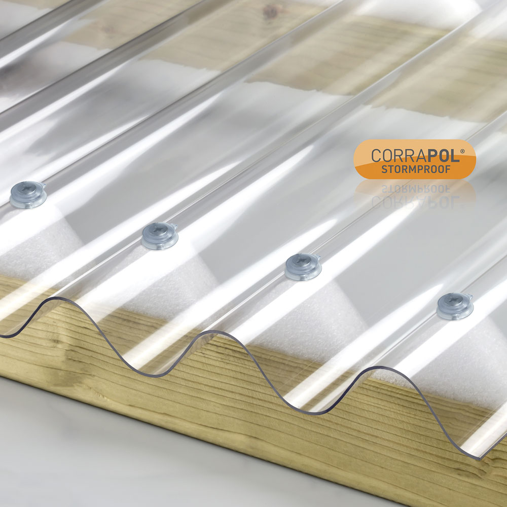 Corrapol Stormproof Corrugated Clear Roofing Sheet 950 x 3000mm Image 2