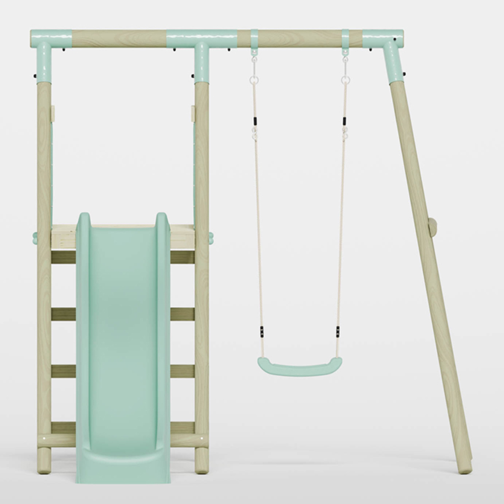 Mercia Wooden Round Pole Single Swing with Slide Image 3