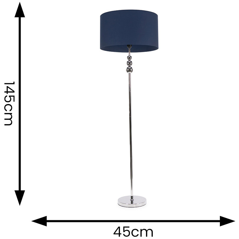 ValueLights Marissa Reni Navy Blue Shade and Chrome Ball LED Floor Lamp Image 5