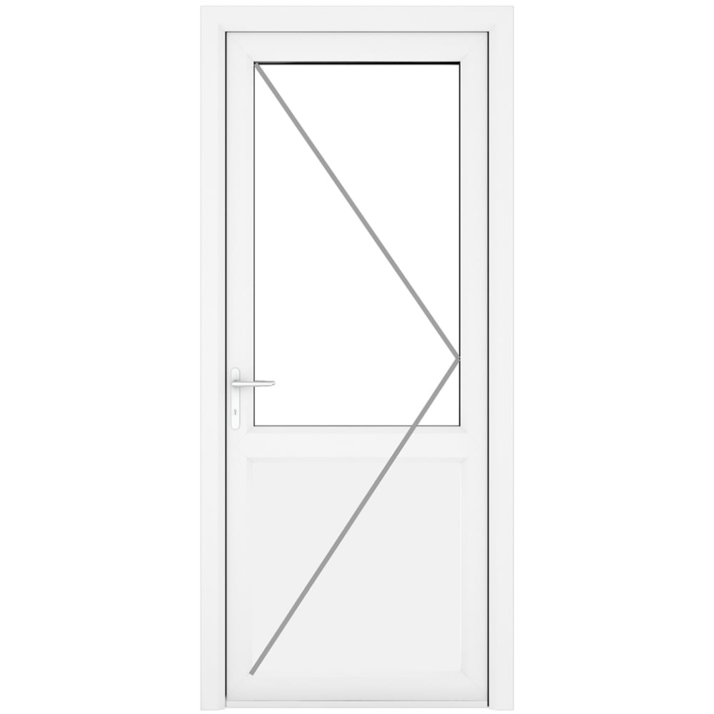 Crystal uPVC Double Glazed White Door Half Glass Half panel Right hand Clear Glass 840x2090mm Image 2