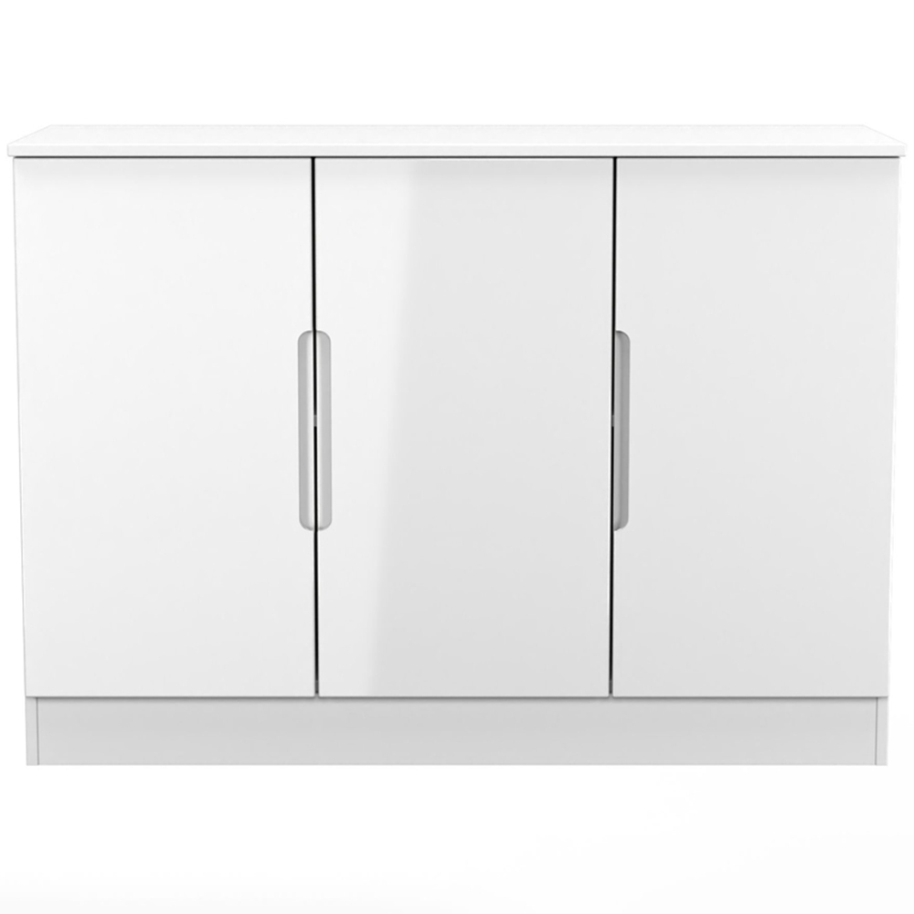 Crowndale Milan 3 Door White Gloss and White Sideboard Ready Assembled Image 2