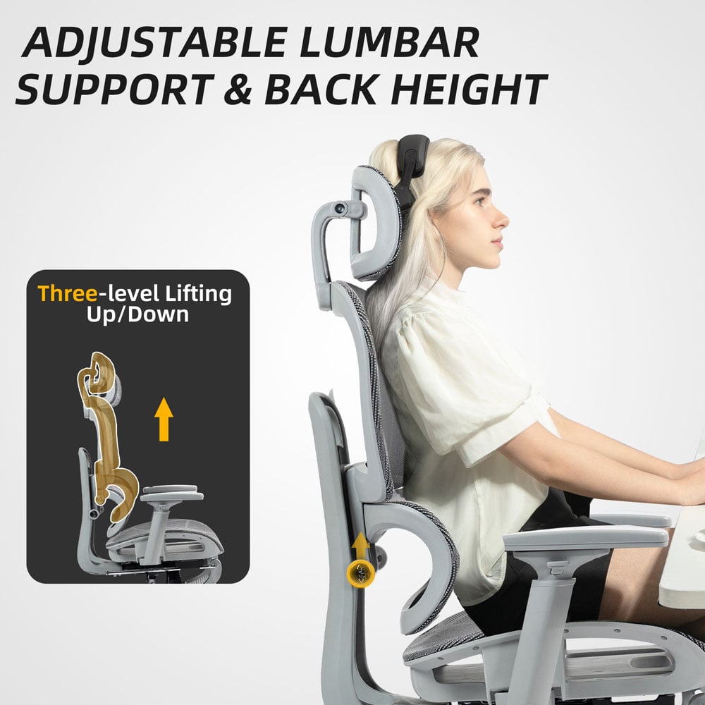 Portland Grey Ergonomic Swivel Office Chair Swivel with 3D Armrest Image 6