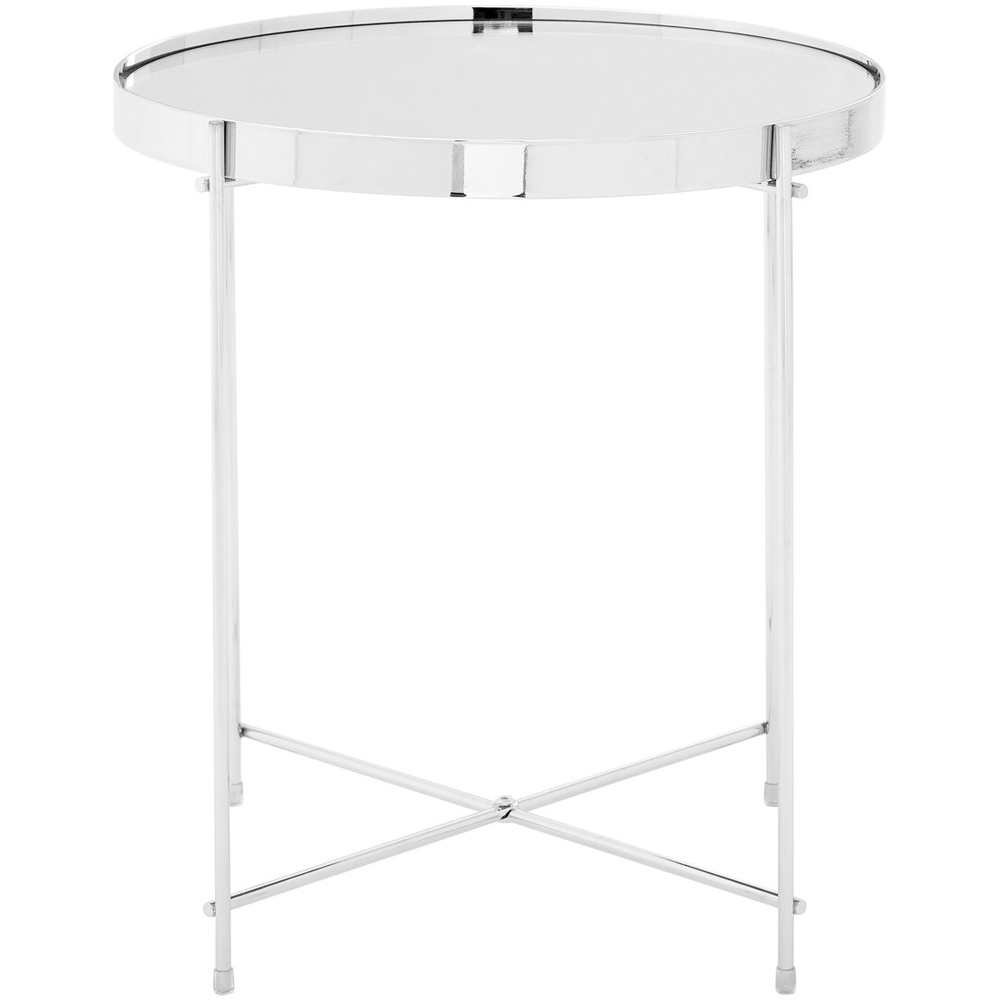 Premier Housewares Allure Silver Round Side Table with Mirrored Top Image 3