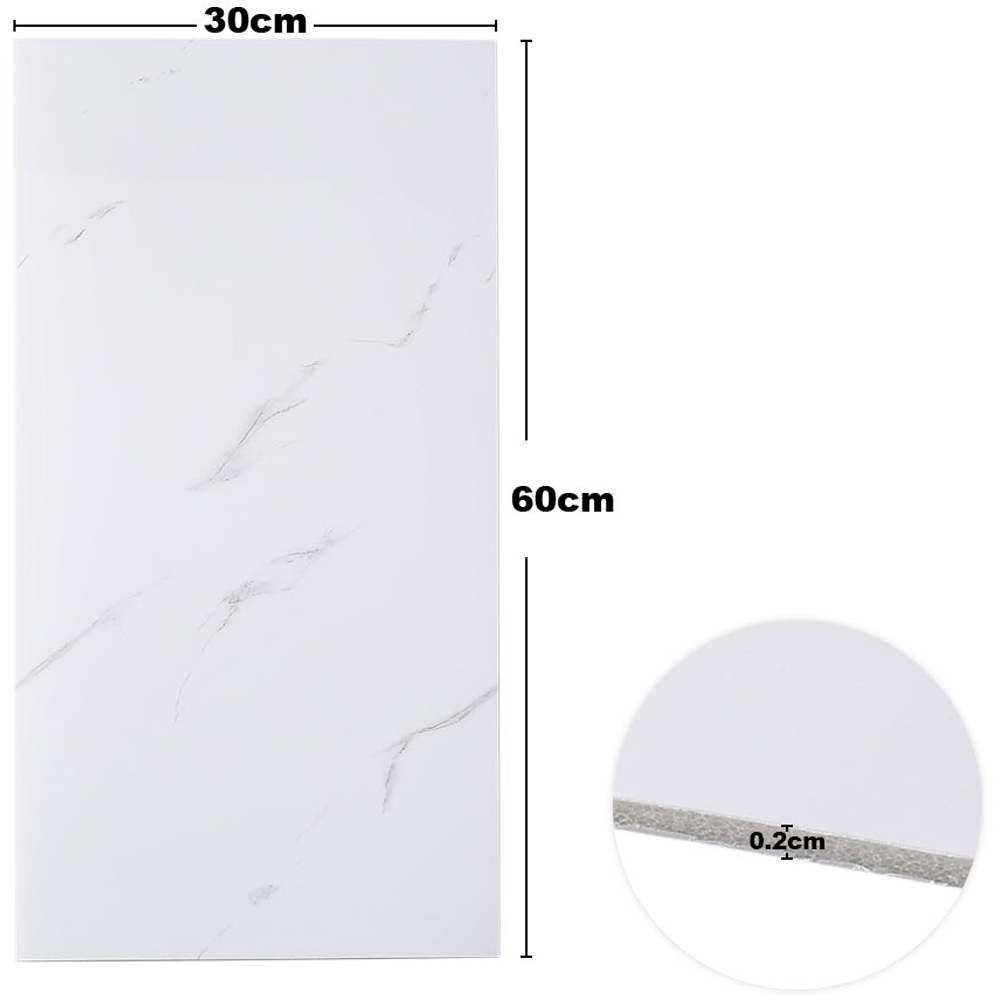 Living and Home White Marble Waterproof Wall Tile Sticker 60 x 30cm 10 Pack Image 8