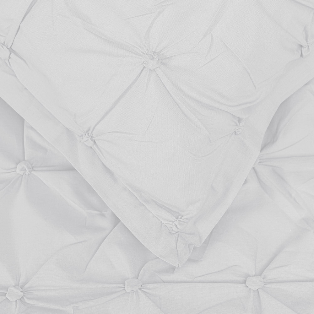 Smart Living Super King Size White Rouched Pleat Duvet Cover Set Image 5