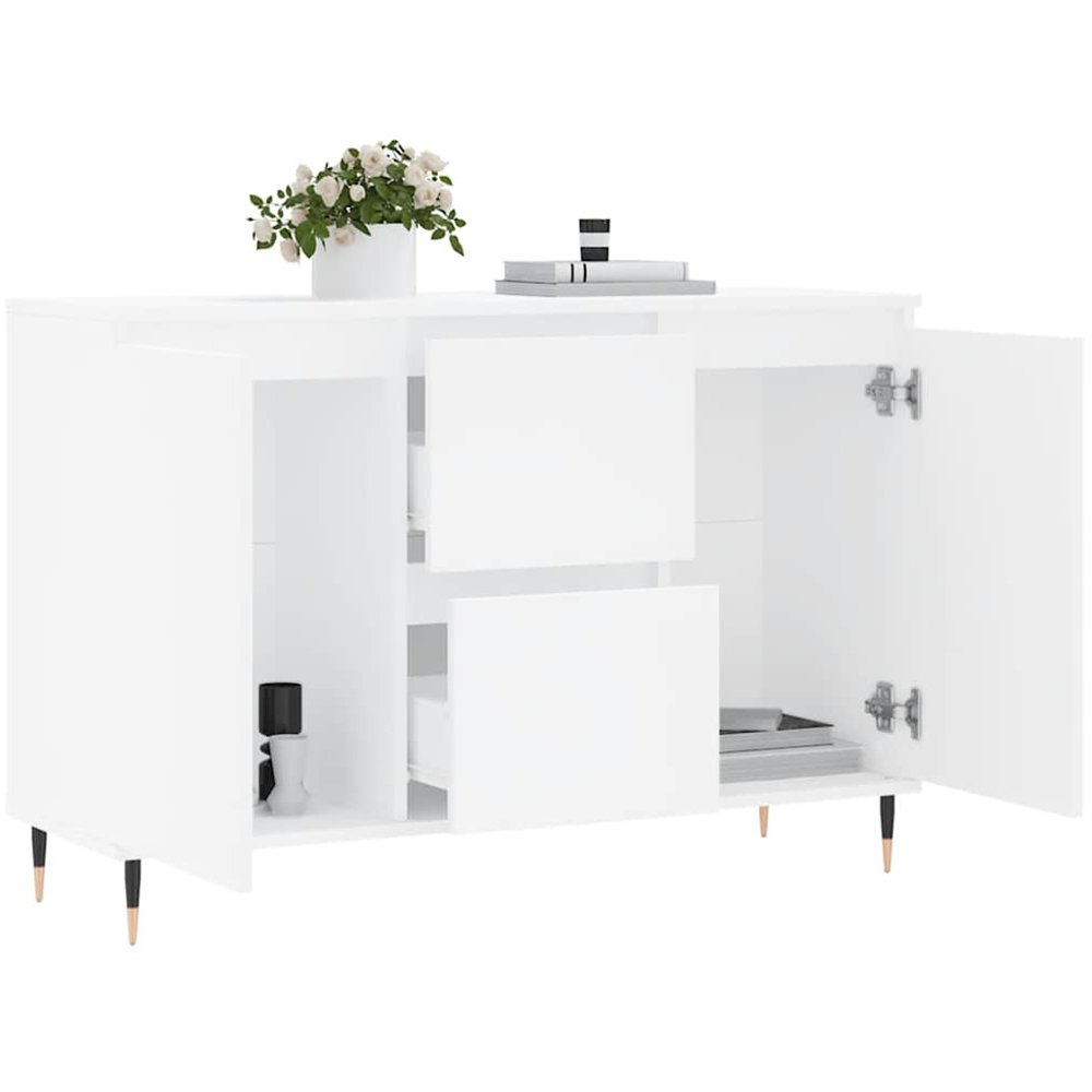 vidaXL 2 Door 2 Drawer White Sideboard Image 4
