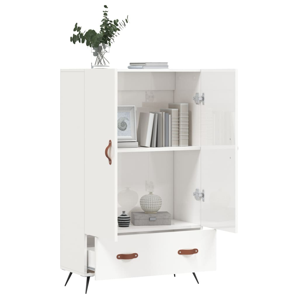 vidaXL 2 Door Single Drawer High Gloss White Highboard Image 3