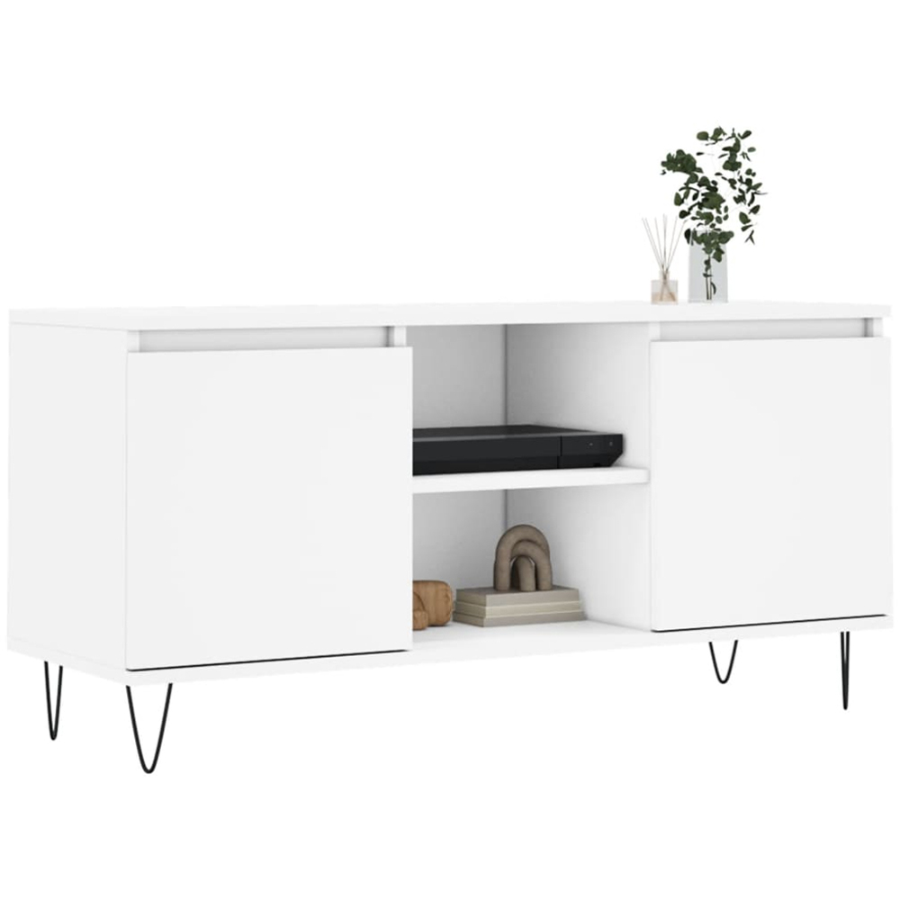 vidaXL 2 Door 2 Shelf White TV Cabinet Image 3