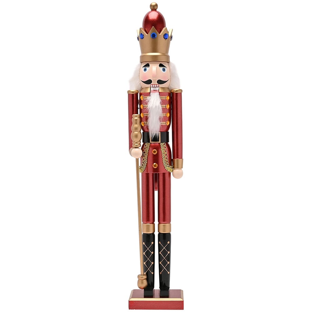 The Christmas Gift Co Red Wooden Nutcracker Figurine Image 1