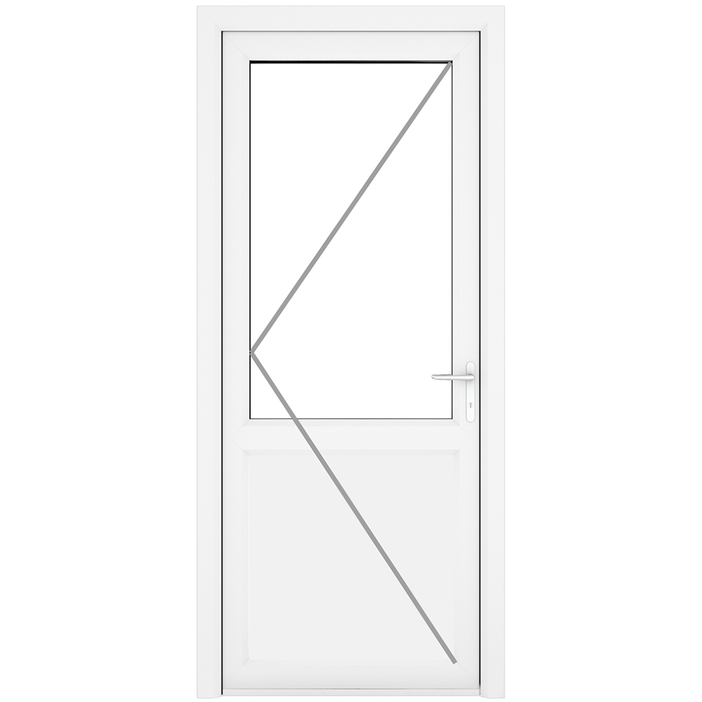 Crystal uPVC Double Glazed White Door Half Glass Half panel Left hand Clear Glass 890x2090mm Image 2