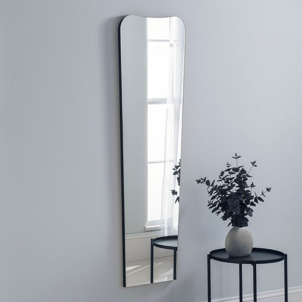 Yearn Contemporary Black Curved Tall Mirror 148 x 46cm Image 2
