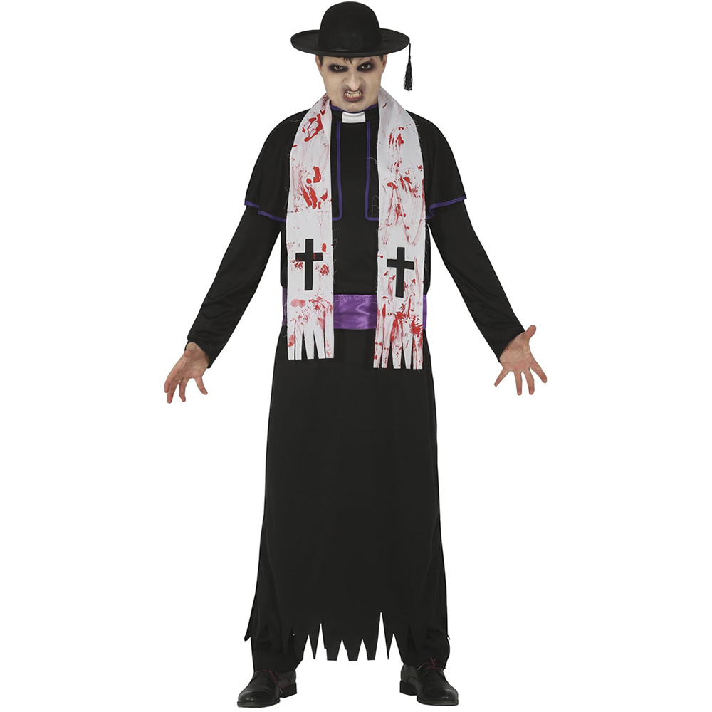 Fiestas Guirca Adult Zombie Priest Black Costume Large Image 1