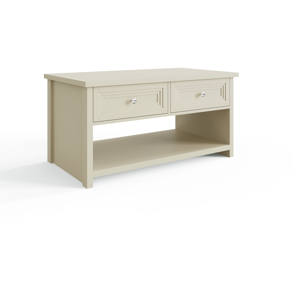 GFW Oakley 2 Drawer Single Shelf Limestone Coffee Table Image 2