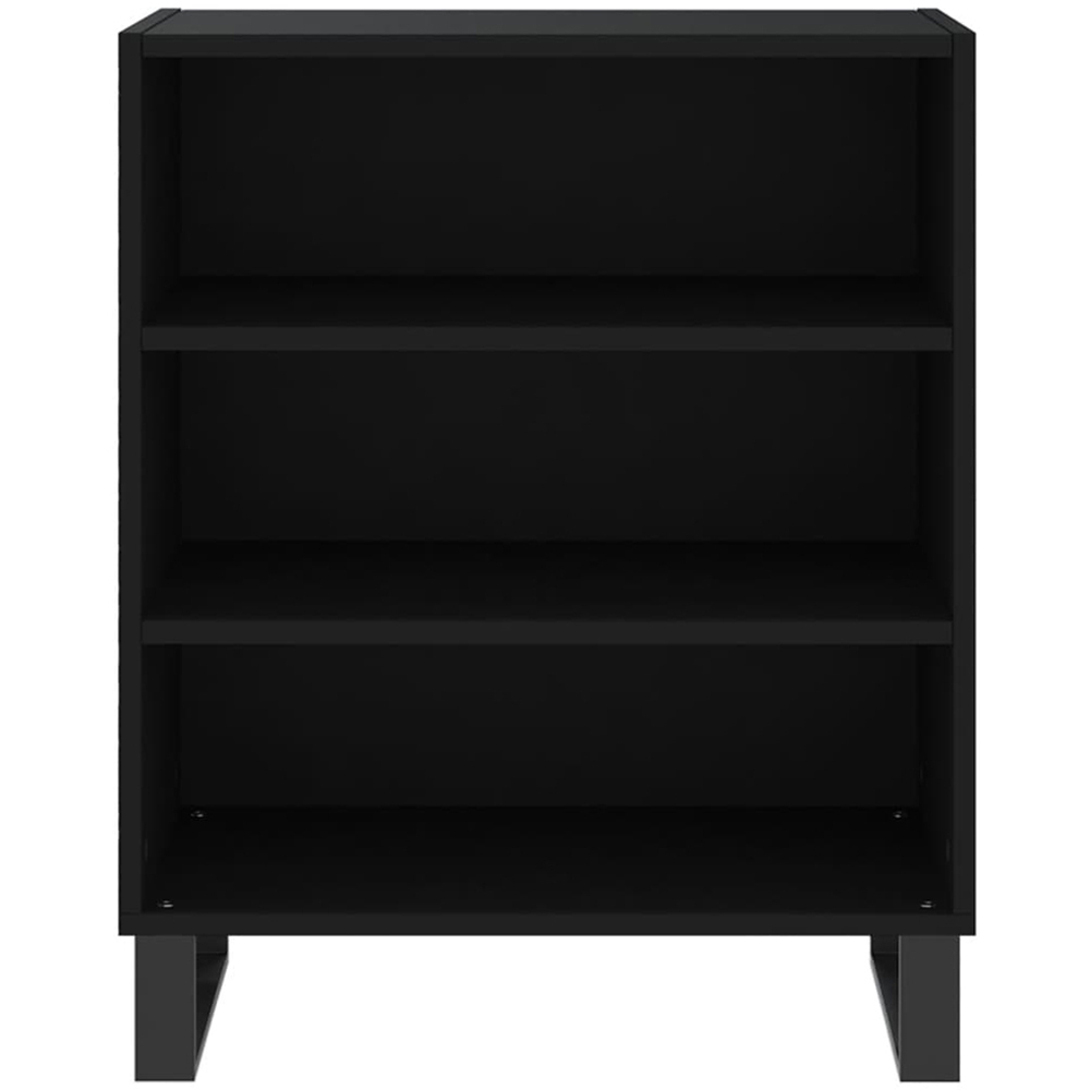 vidaXL 3 Shelf Black Wooden Sideboard with Metal Legs Image 4