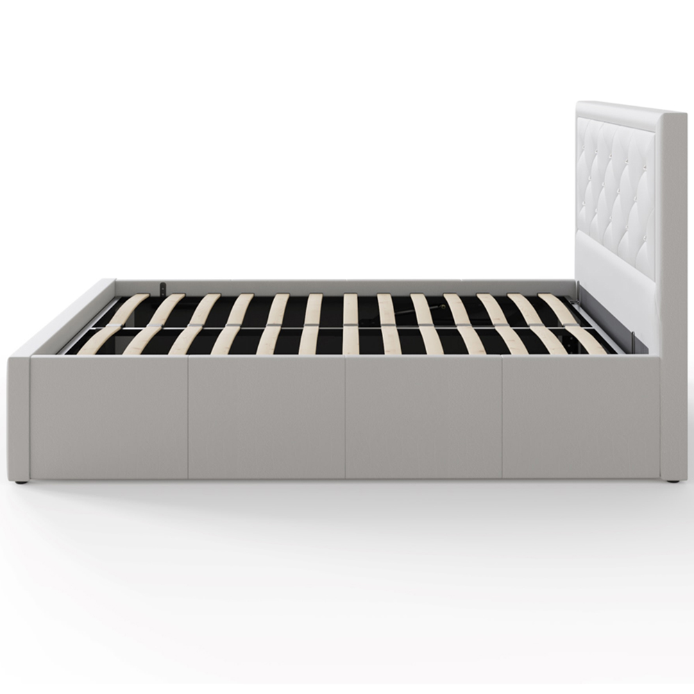 GFW Hollywood Double White Gas End Lift Ottoman Bed with Buttoned Headboard Image 3