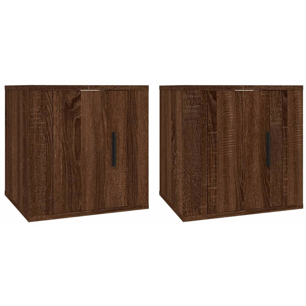 vidaXL Single Door Brown Oak Wall Mounted TV Cabinet Set of 2 Image 2