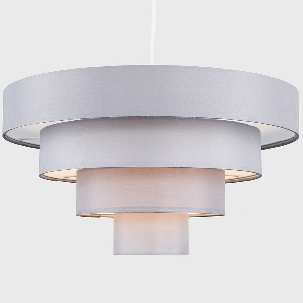 ValueLights 4 Tier Grey Fabric Ceiling Pendant Lamp Shade Image 3