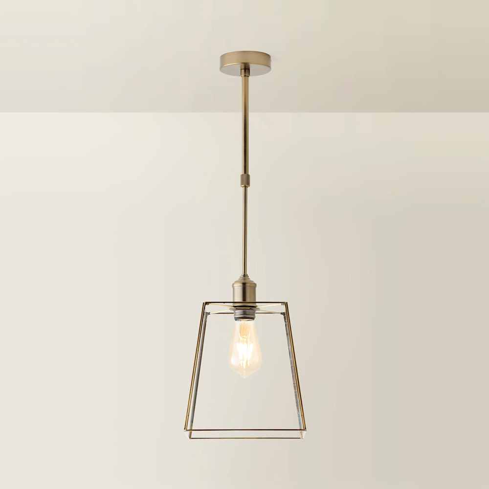 ValueLights Susie Glass Shade Brushed Brass Adjustable Drop LED Ceiling Pendant Light with Bulb Image 4