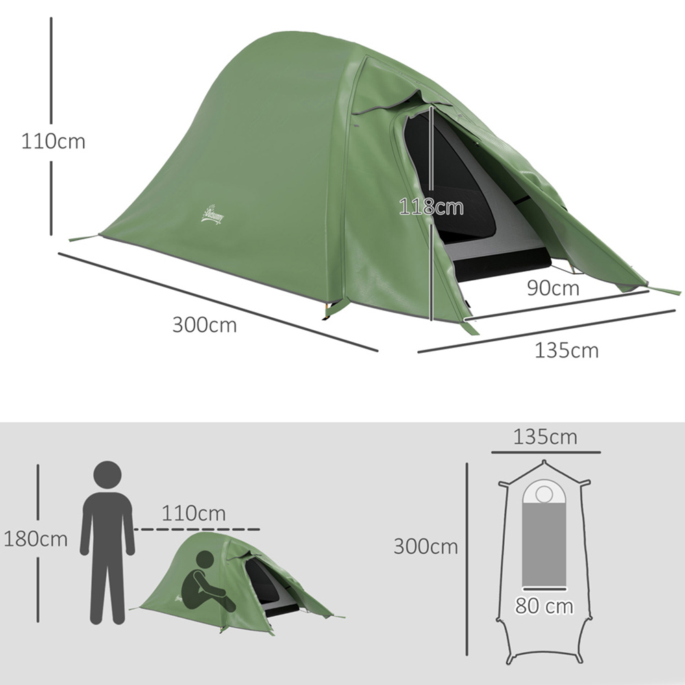 Outsunny 1-2 Person Camping Tent Green Image 8