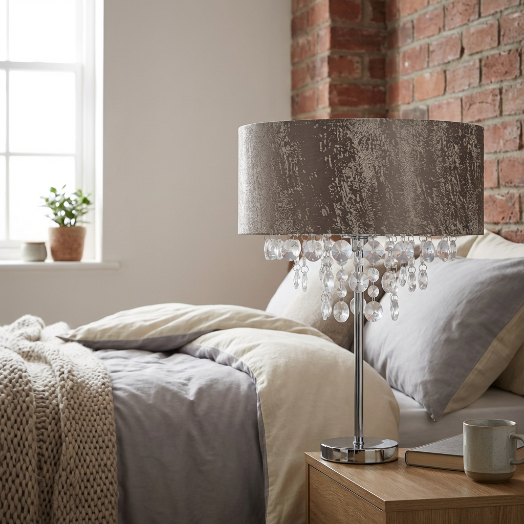 Grey Distressed Jewel Droplet Lamp Shade Image 6
