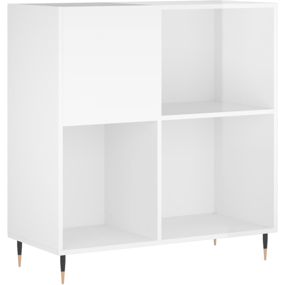 vidaXL 2 Shelf High Gloss White Record Cabinet Image 2