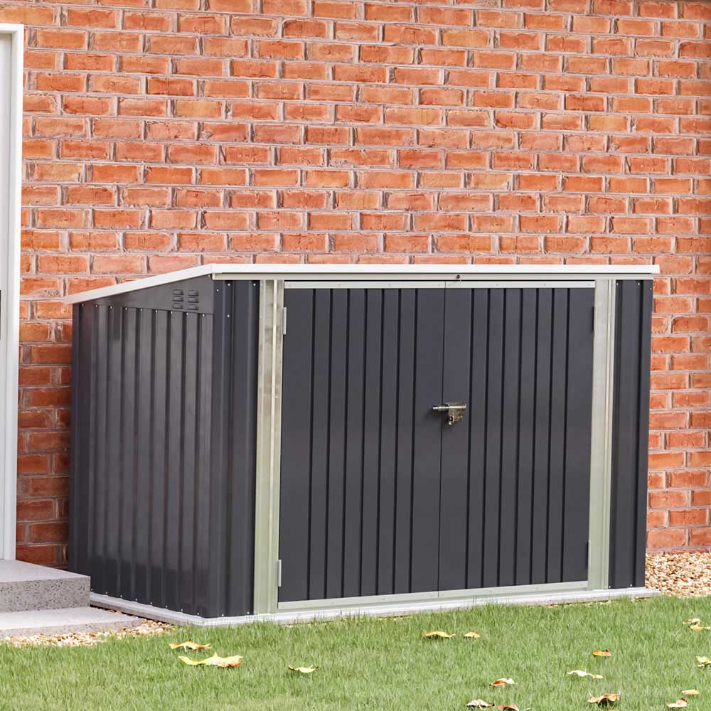 Living and Home 4.2 x 6.8 x 3.4ft Black Heavy Duty Steel Bicycle Storage Shed Image 2