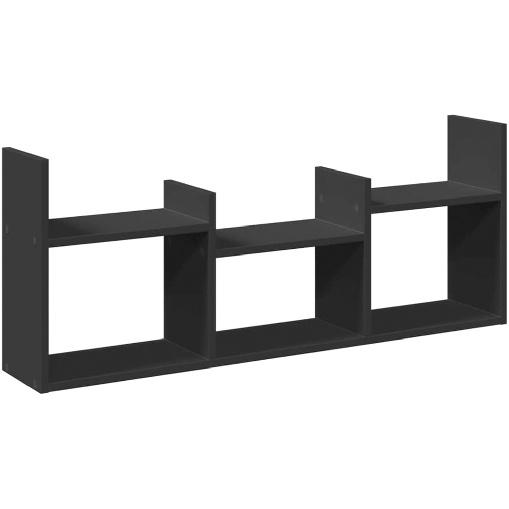 vidaXL 6 Shelf Black Floating Wall Cabinet Image 1