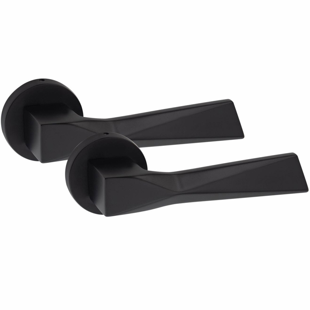 Golden Grace Modern Aura Matt Black Door Handles Set Image 2