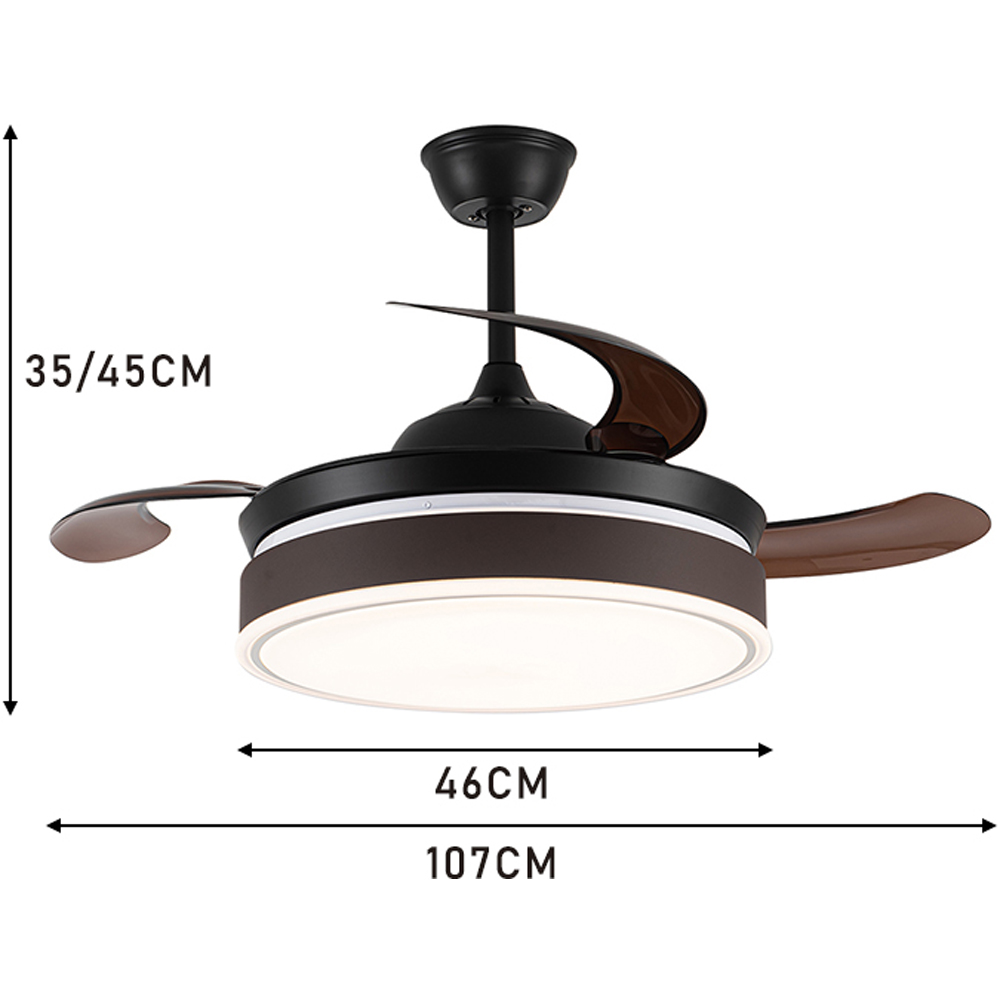 Living and Home Brown Round Ceiling Fan with Light and Remote Image 8