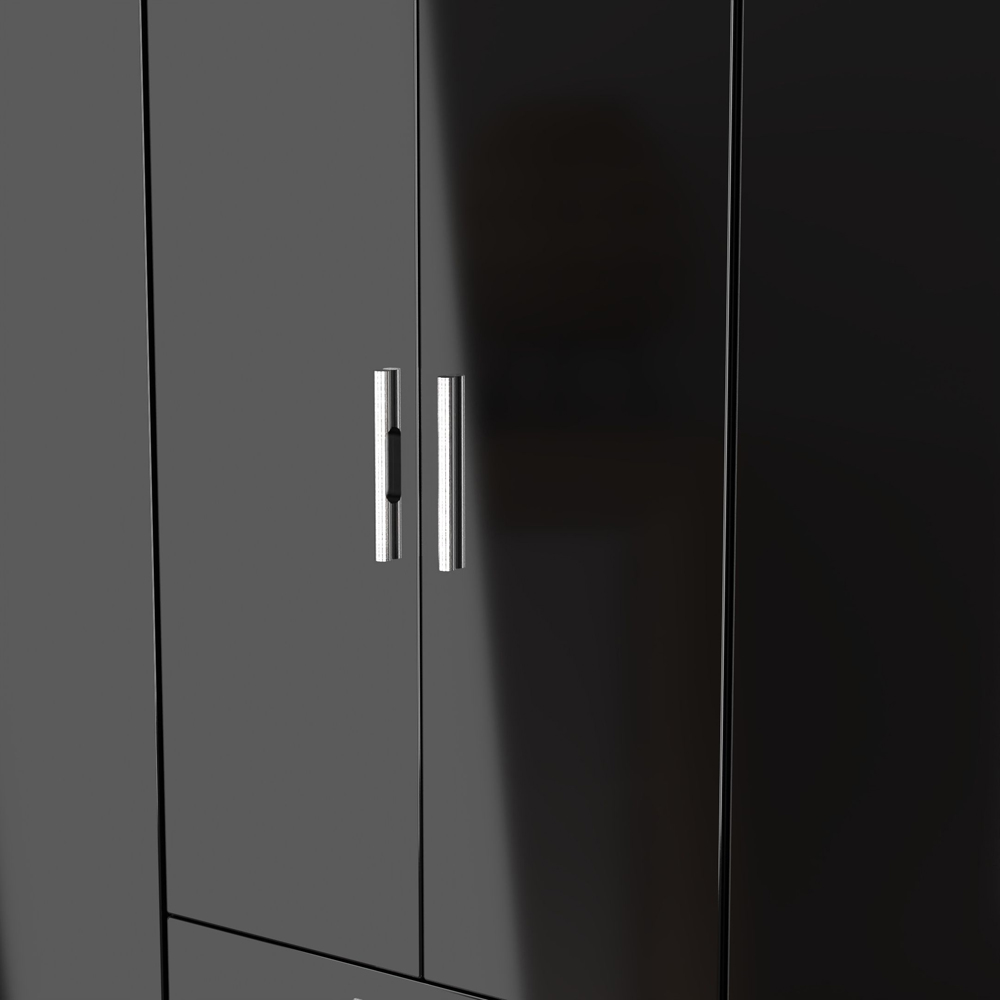Crowndale Knightsbridge 6 Door 2 Drawer Black Gloss and Black Tall Wardrobe Ready Assembled Image 5