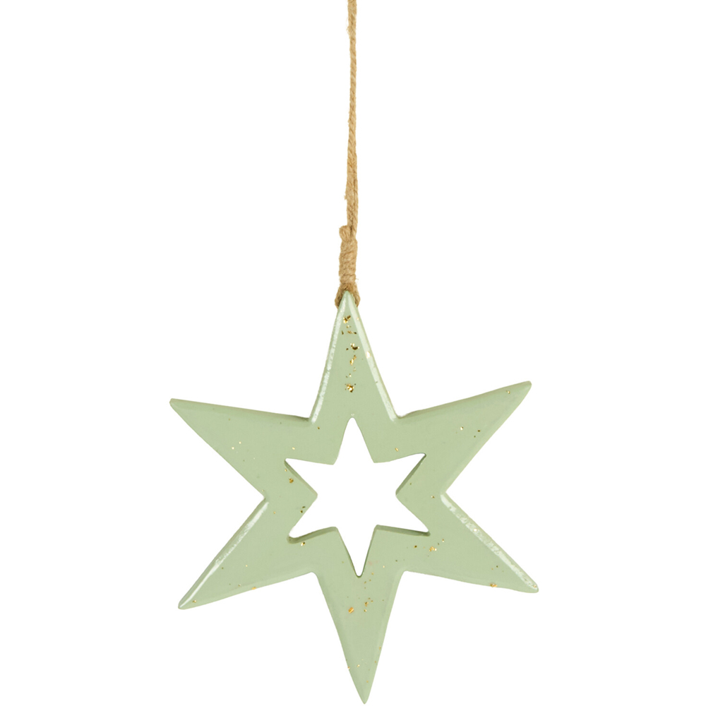 Christmas Star Hanging Decoration Sage Green Image 1