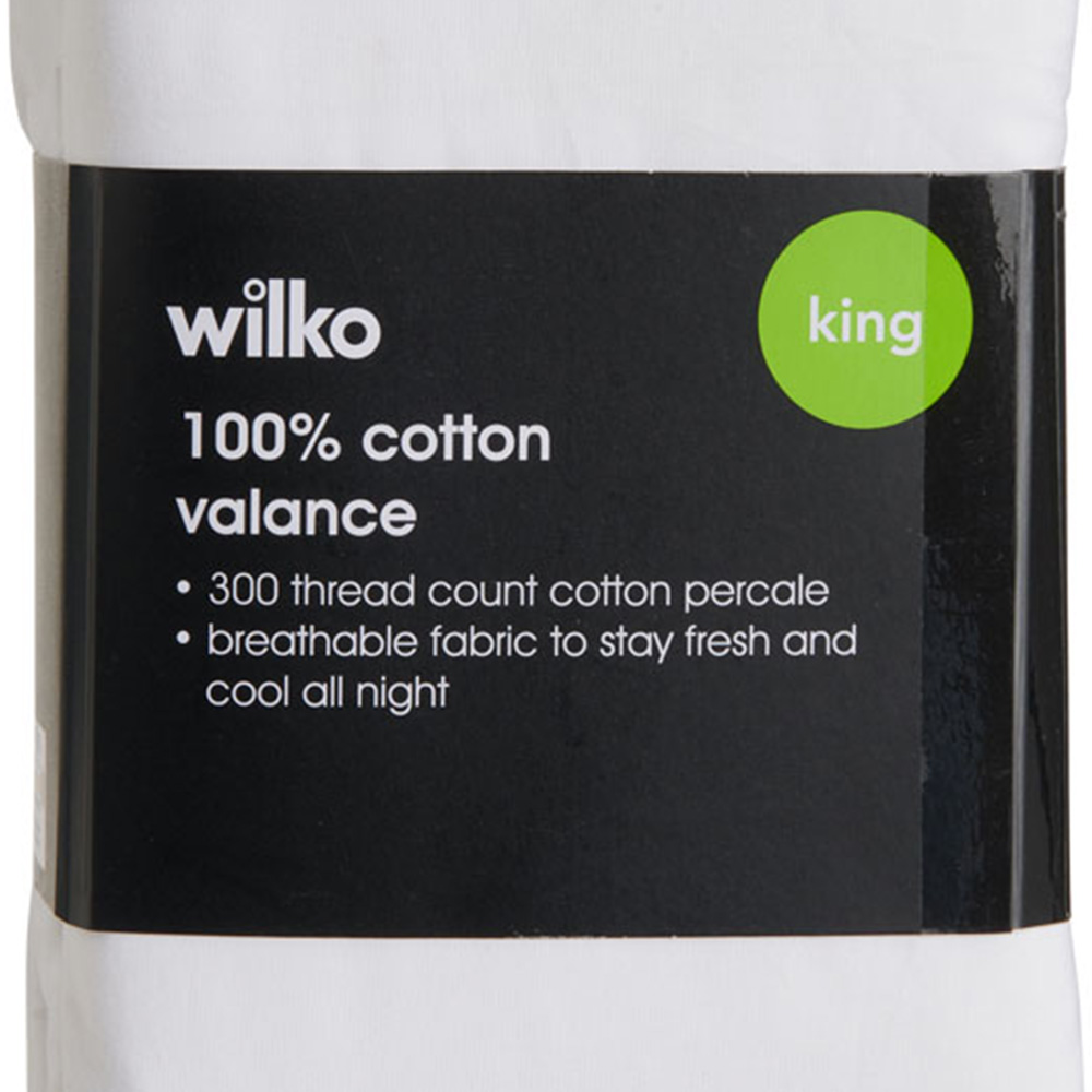 Wilko Best White 300 Thread Count King Percale Valance Sheet Image 3
