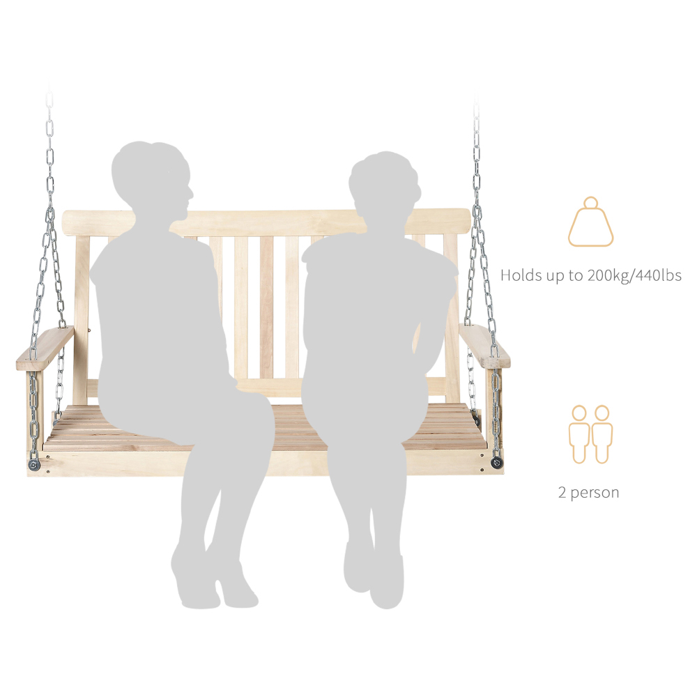 Outsunny Wooden Hanging Swing Bench Image 3