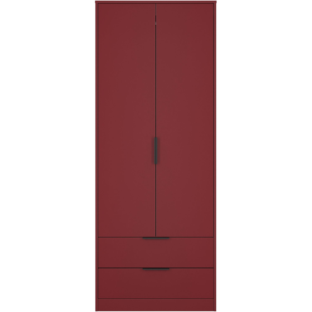 Crowndale Hong Kong 2 Door 2 Drawer Red Matt Tall Wardrobe Ready Assembled Image 2