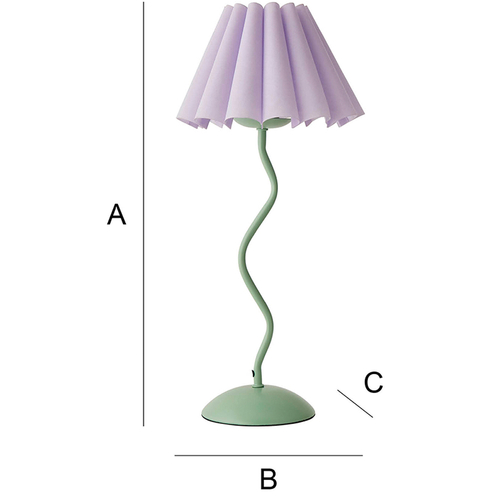 ValueLights Wiggle Lilac and Moss Green Pleated Scallop Shade Table Lamp and LED Bulb Image 9