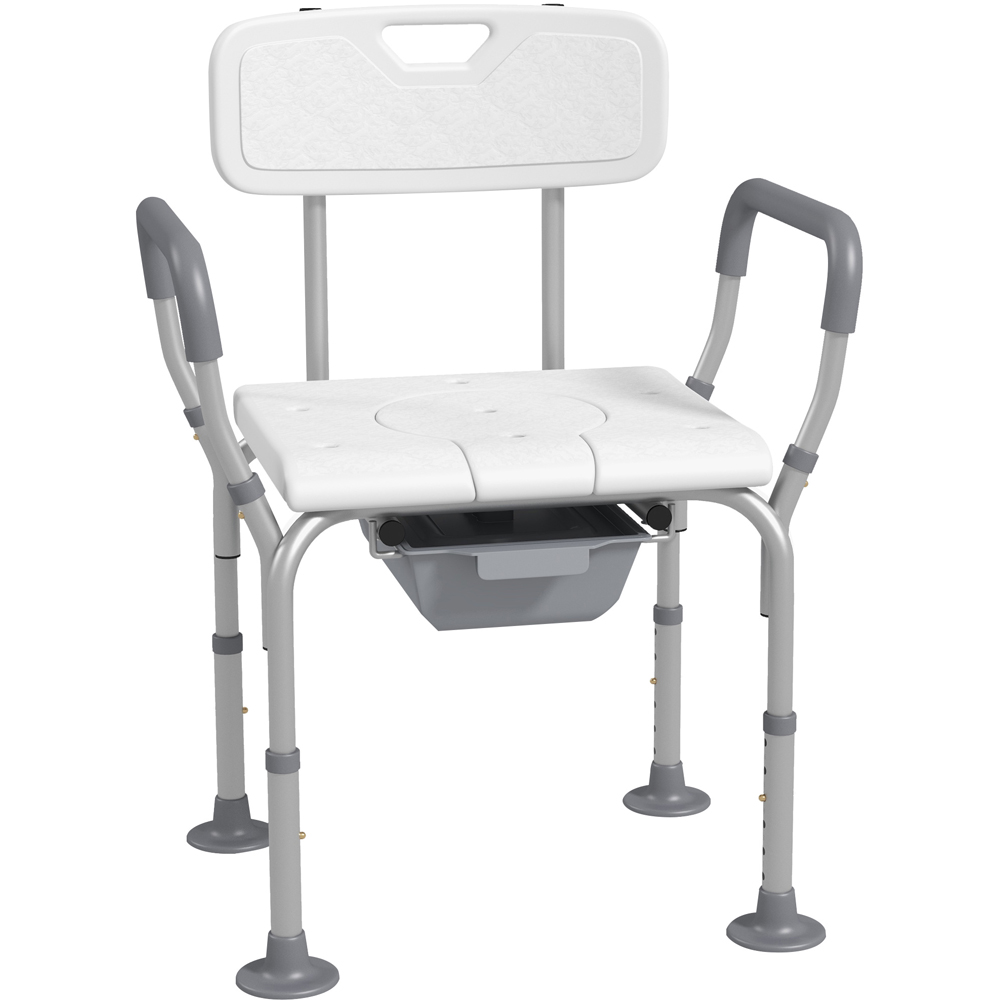 HOMCOM 3 in 1 White Adjustable Shower Chair Image 1