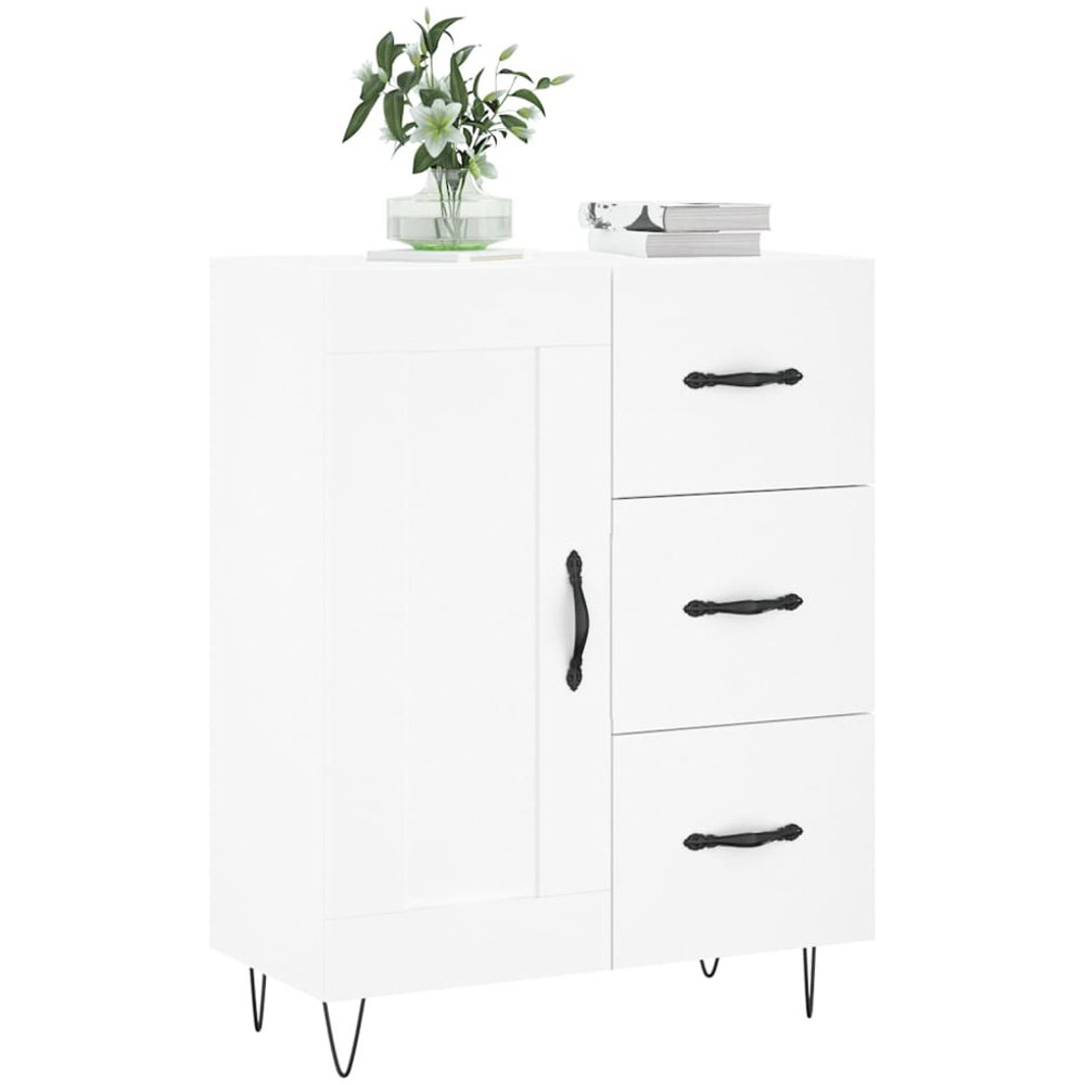 vidaXL Single Door 3 Drawer White Sideboard Image 3