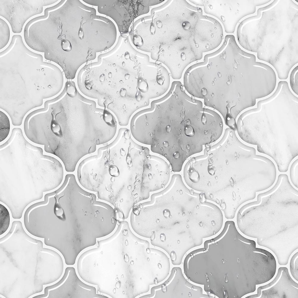 Living and Home 2.5mm Lantern Marble Mosaic Peel and Stick Backsplash Tile 10 Pack Image 3