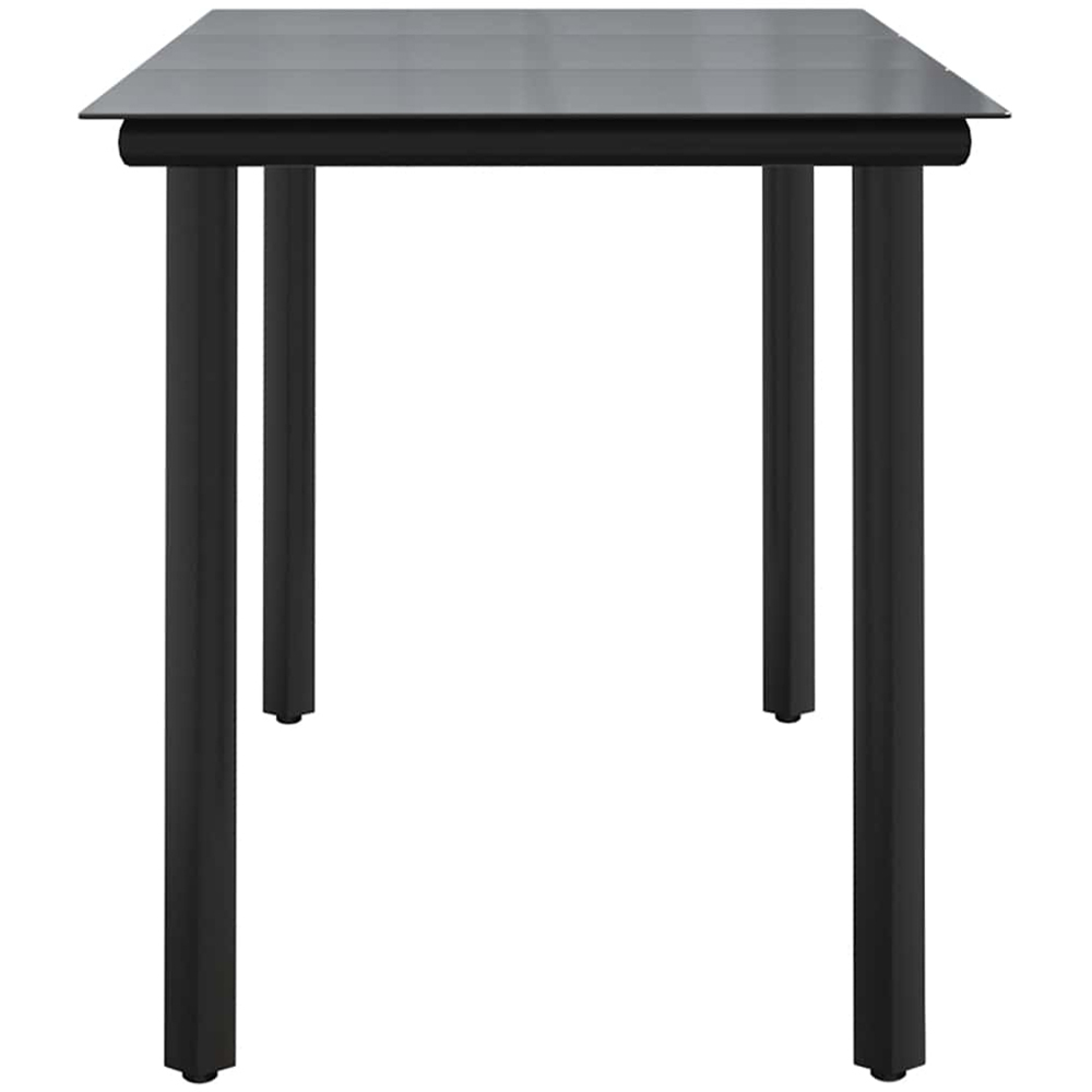 vidaXL 6 Seater Black Powder Coated Steel and Tempered Glass Dining Table Image 4